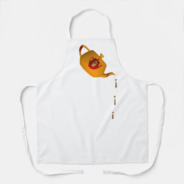 Tablier Théière Drip Drip Double Blanc (Recto)