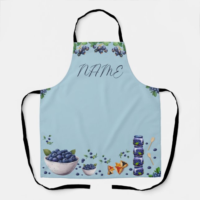 Tablier Thème Blueberry sur toute la surface d'impression (Recto)