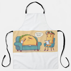 Tablier Thérapie Mardi Taco - Drôle Drôle Cartoon Food Art