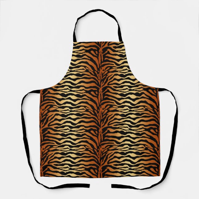 Tablier Tiger Stripes Poster de animal, Ambre, Noir et Tan (Recto)