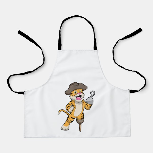 Tablier Tigre comme pirate avec jambe en bois et main croc (Recto)