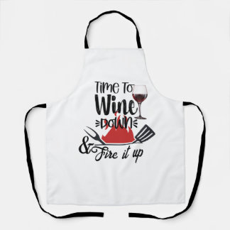Tablier Time To Wine Wind Down Chef Apron - BBQ Gift