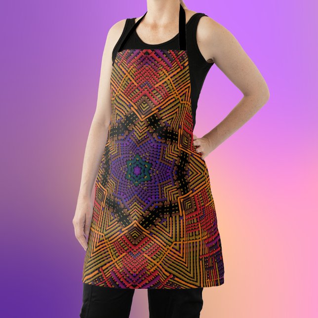 Tablier Tisser Mandala jaune orange et violet (Créateur téléchargé)