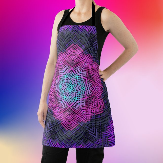 Tablier Tisser Mandala rose violet et bleu (Créateur téléchargé)