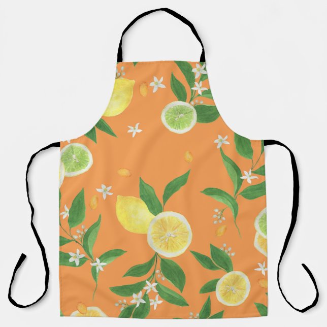 Tablier Tissu d'aquarelle en agrumes (Recto)