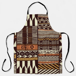 Tablier Tissu tribal africain patchwork abstrait vin
