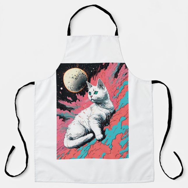 Tablier **Titre :**"Whiskered Whimsy : Feline Frenzy print (Recto)