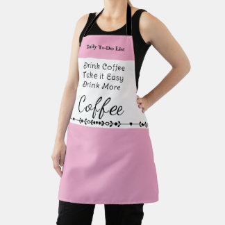 Tablier To do list for coffee lovers white pink