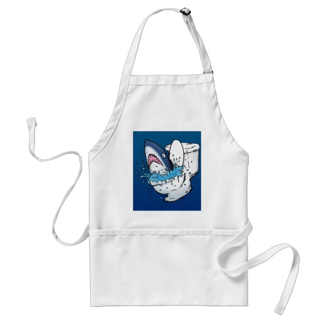 Tablier Toilette Shark Funny Blue Cartoon (Devant)