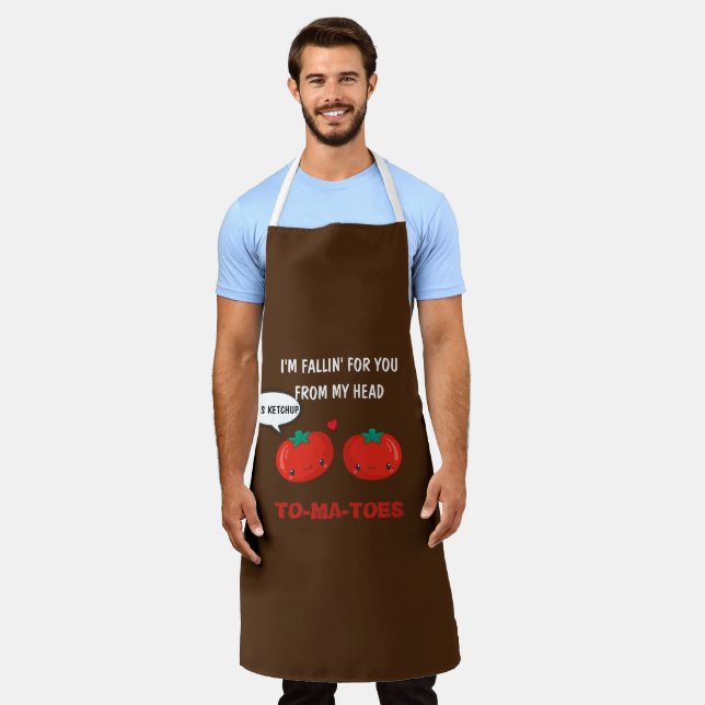 Tablier Tomates en amour Cute Romantique Saint Valentin (Porté)