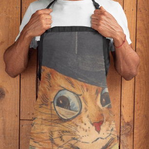 TABLIER TOP HAT CAT LOUIS WAIN ART HOMME'S DAD KITCHEN APR