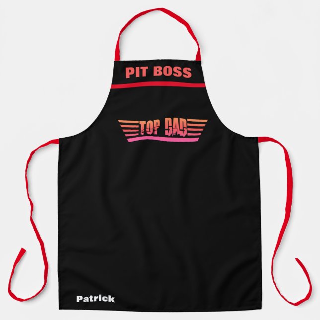 Tablier Top Papa Pit Boss BBQ Black Fête des pères Chef Ap (Recto)