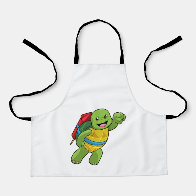 Tablier Tortue au volant avec fusée (Recto)