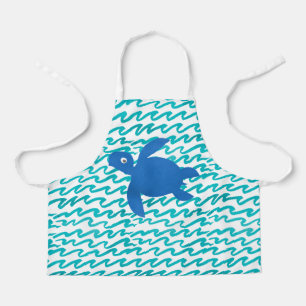 Tablier Tortue de mer à l'aquarelle Shibori Vague