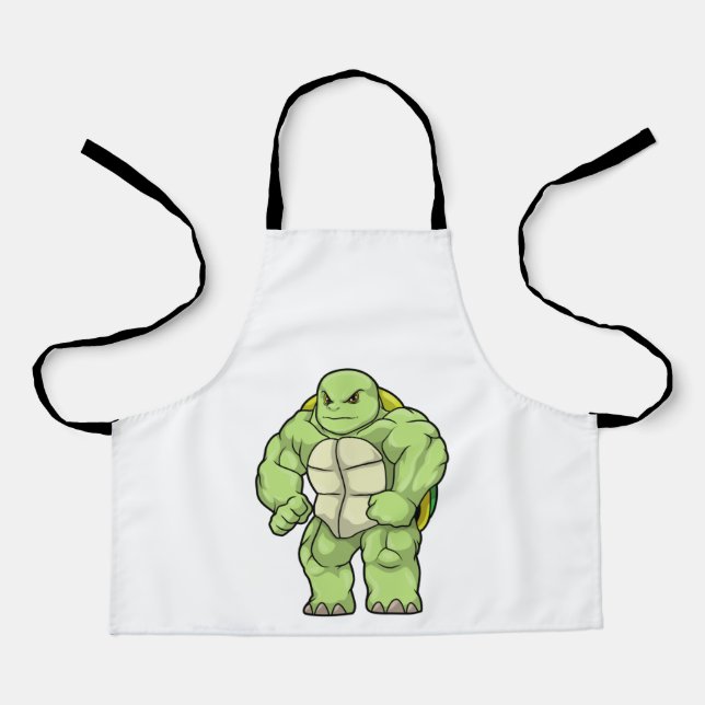 Tablier Tortue en Bodybuilder avec Six pack (Recto)