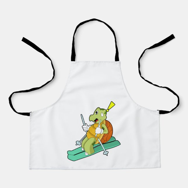 Tablier Tortue en ski avec ski (Recto)