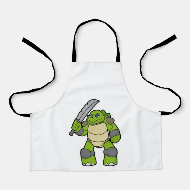 Tablier Tortue guerrière avec épée (Recto)