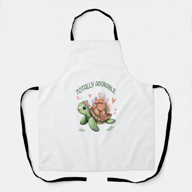 Tablier Tortue totalement adorable avec corail (Recto)