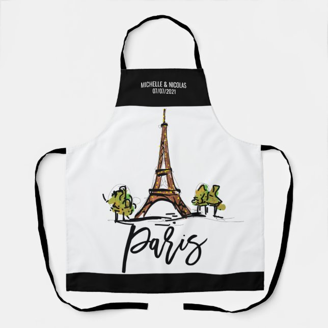 Tablier tour eiffel paris ROMANTIQUE COUPLE (Recto)