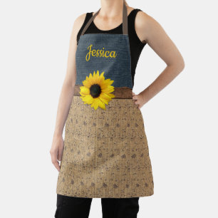 Tablier Tournesol Burlap Denim Simulé dans le pays rustiqu