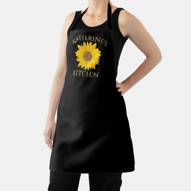 Tablier Tournesol jaune clair Nom personnalisé Noir (Insitu)