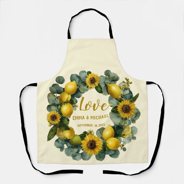 Tablier Tournesol Lemon Wreath Love Design (Recto)