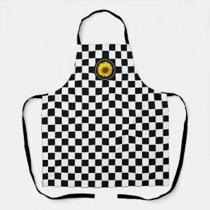 Tablier Tournesol sur le Motif de tableau blanc noir