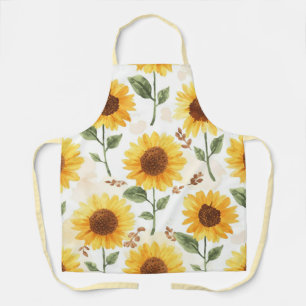Tablier Tournesols Jaunes Aquarelle Floral Fantaisiste