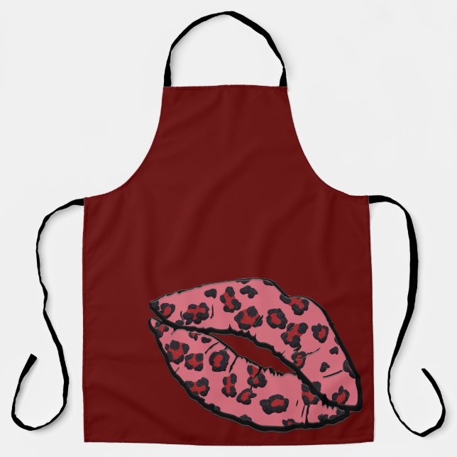 Tablier Tout-En-Dessus Leppard Leppard Lips Cuisine Apron (Recto)