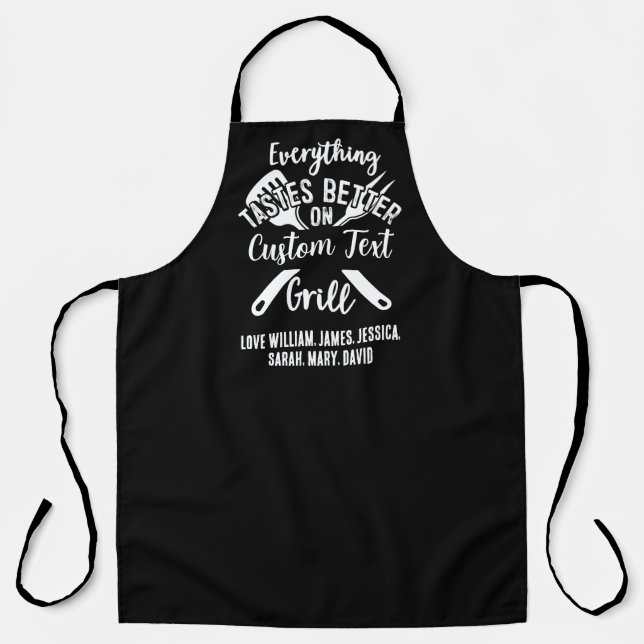 Tablier Tout Goûte Mieux Sur Le Nom Du Grill Personnalisé (Recto)