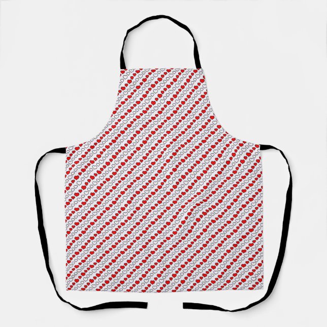 Tablier Tout Rouge Et Blanc Coeurs Cuisine Apron (Recto)