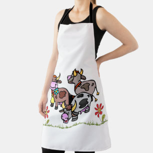 Tablier Tout sur l'impression Vache de pron Moo Floral