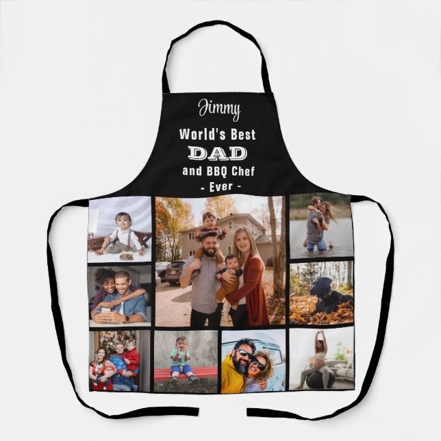 Tablier Tout Texte Photo Collage Meilleur Papa Grill Maste (Recto)