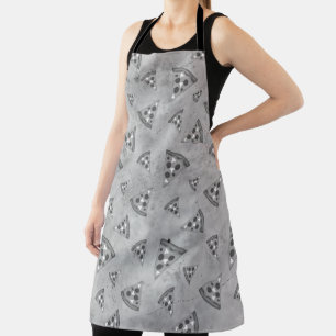 Tablier tranches de pizza cool vintage noir blanc gris mot