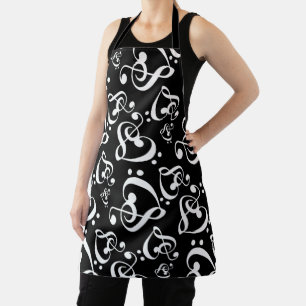 Tablier Treble Clef Bass Clef Coeurs Musique Motif Napkins