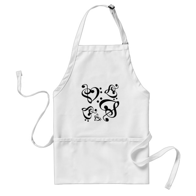 Tablier Treble Clef Bass Clef Hearts Musique Notes Apron (Devant)