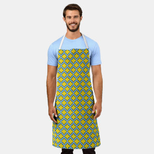 Tablier Trellis jaune et bleu bébé, treillis, Quatrefoil