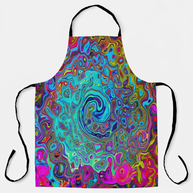 Tablier Trippy Sky Blue Abstrait Retro Liquid Swirl (Recto)