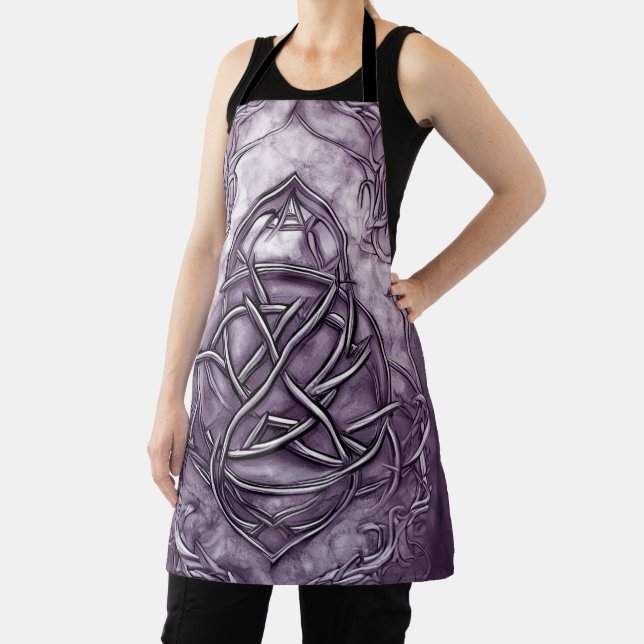 Tablier Triquetra Trinity Knot Lavender Purple Faux Métal (Insitu)
