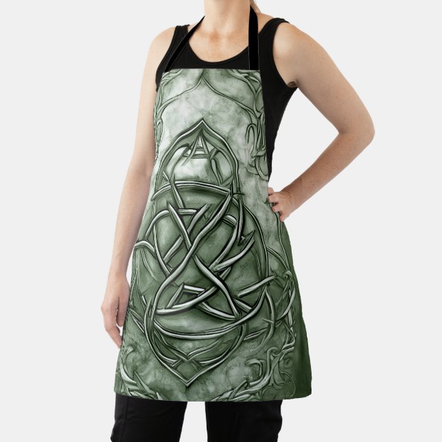 Tablier Triquetra Trinity Sage de noeud Vert Faux Metallic (Insitu)