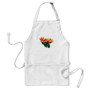 Tablier Trois tulipes orange et rouge