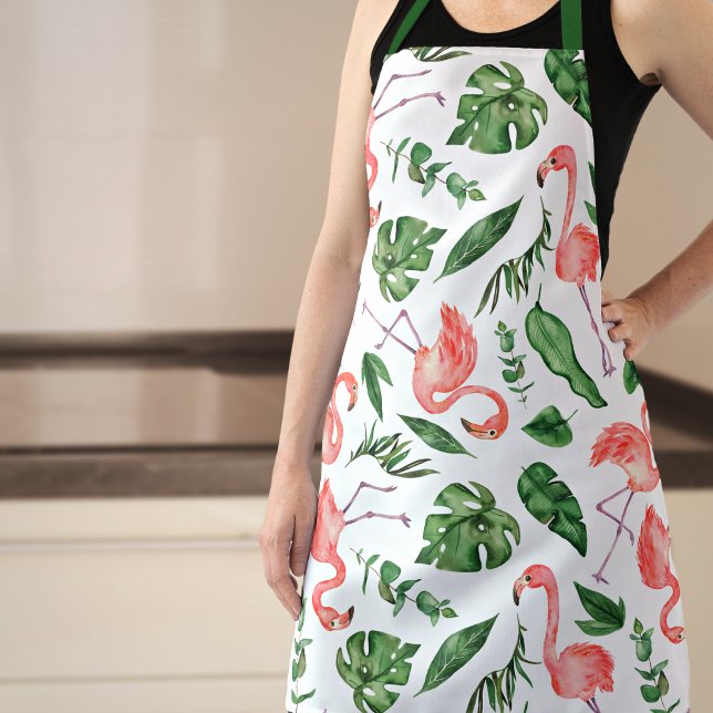 Tablier Tropical Pink Flamingo Pattern Cuisine (Créateur téléchargé)