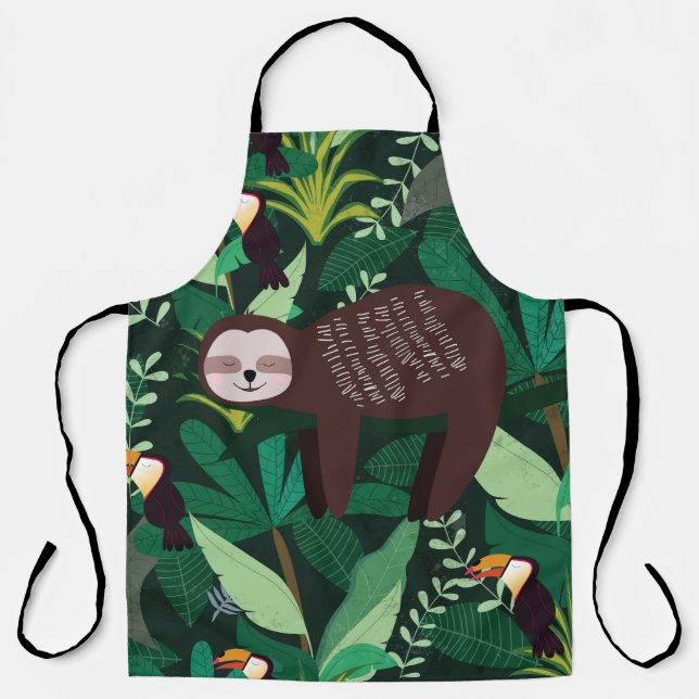 Tablier Tropical Sloth : Cartoon Motif sans couture (Recto)