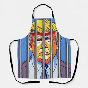 Tablier Trump en prison sur papier imprimé, moyen
