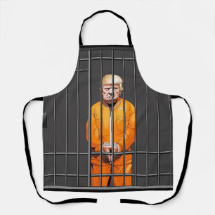 Tablier Trump en prison sur papier imprimé, moyen