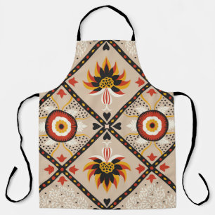 Tablier tuile en majolique italienne. Broderie avec fleurs