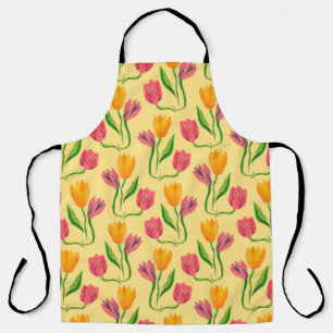 Tablier Tulip fleurs aquarelle transparente motif