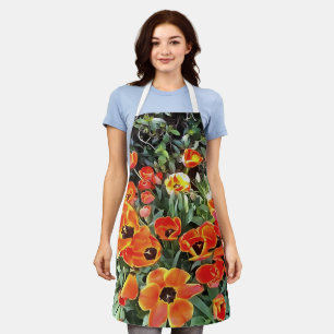 Tablier Tulipes au feu Flore artistique à fleurs v2