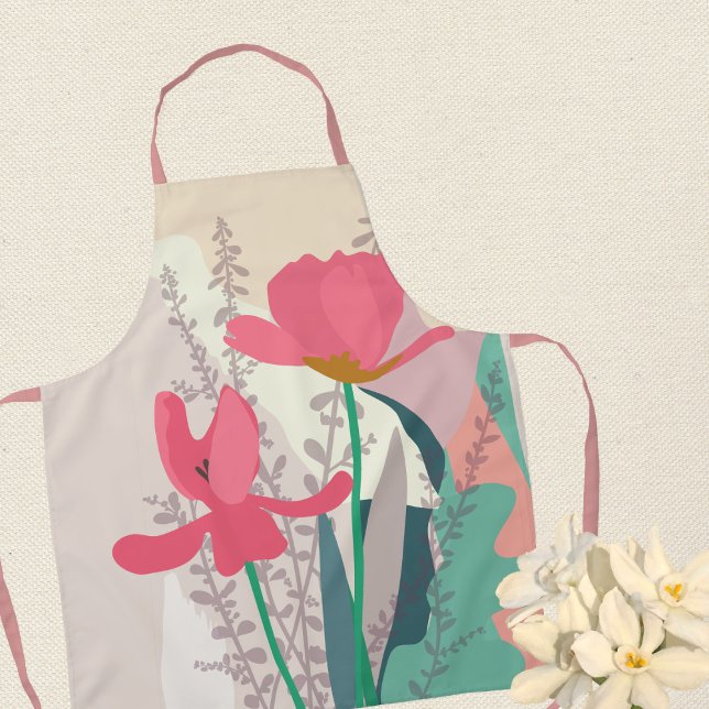 Tablier Tulipes roses Artiste Moderne Couleurs Blocs Flori (Créateur téléchargé)