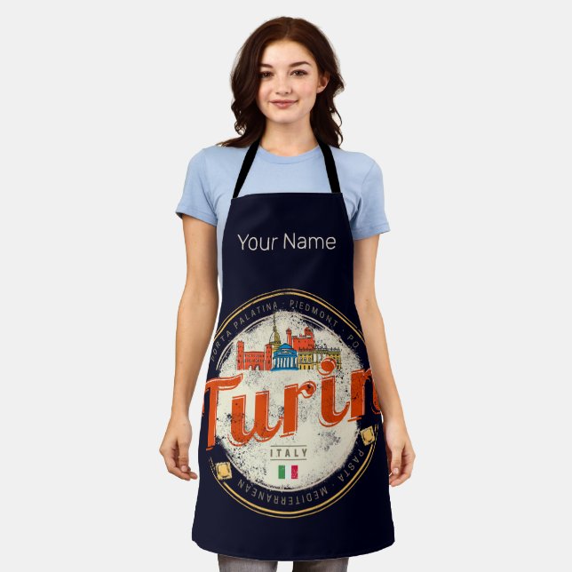 Tablier Turin Piedmont Retro Skyline Pâtes Vintages italie (Porté)